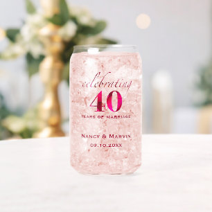 Personalisiertes 40. Hochzeitsjubiläum Rubinpink-R Dosenglas
