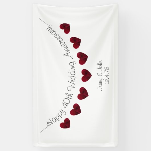 Personalisiertes 40-jähriges Ruby-Hochzeitsszenari Banner (Vertikal)