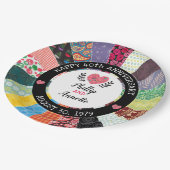 Personalisiertes 40. Jubiläum, Patchwork Quilt Pappteller (Schrägansicht)