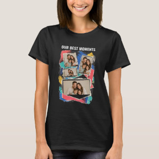 Personalisiertes 4-Foto-Best-Moments-Collage-T-Shi T-Shirt