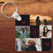 Personalisiertes 4-Foto-Collage-Mutter-Monogramm Schlüsselanhänger (Vorderseite)