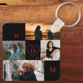 Personalisiertes 4-Foto-Collage-Mutter-Monogramm Schlüsselanhänger (Rückseite)