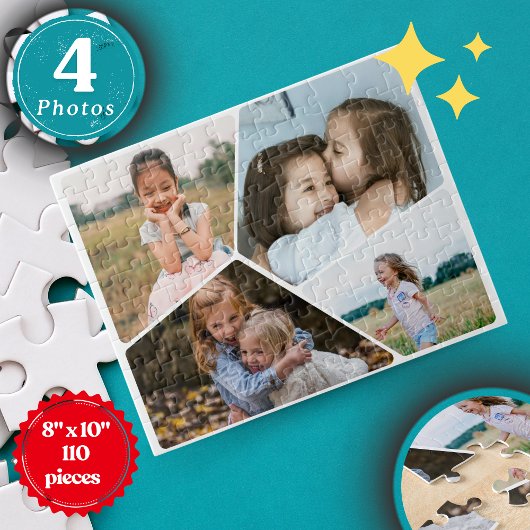 Personalisiertes 4-Foto Collage Puzzle | 20,3 cm x