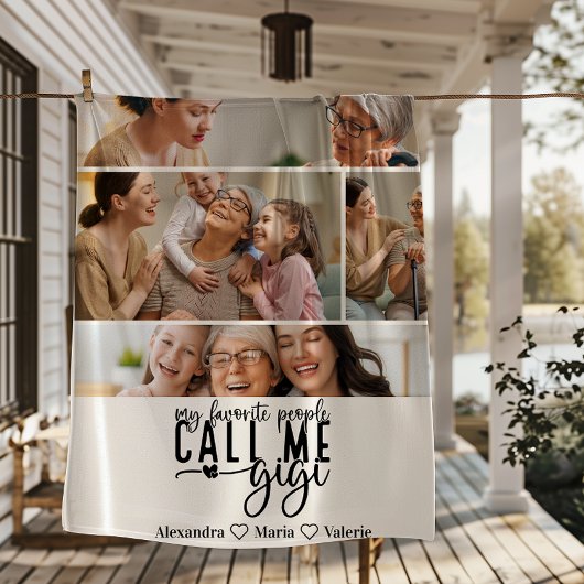 Personalisiertes 4-Foto-Oma-Geschenk Fleecedecke