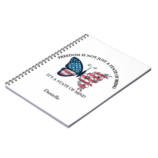 Personalisiertes 4. Juli Schmetterlings Notizbuch Notizblock (Linke Seite)