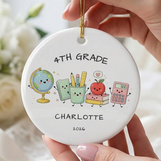 Personalisiertes 4. Klasse Mädchen Keramik Ornament