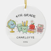 Personalisiertes 4. Klasse Mädchen Keramik Ornament (Vorne)