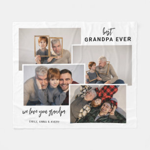 Personalisiertes 4-Tile Foto Grandpa Fleece Blanke