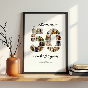 Personalisiertes 50-Foto-Collage-Jubiläumsplakat Poster