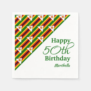 Personalisiertes 50. GEBURTSTAG Flag Paper zu Simb Serviette