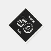 Personalisiertes 50. Geburtstag Schwarzes Party Na Serviette (Ecke)