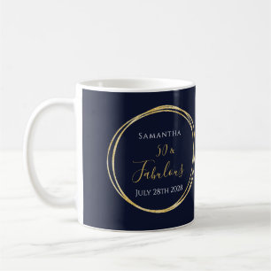 Personalisiertes 50. Geburtstags-Navy-Gold Kaffeetasse