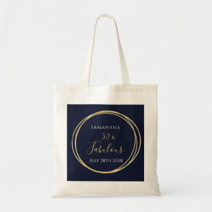 Personalisiertes 50. Geburtstags-Navy-Gold Tragetasche