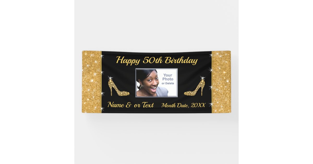 Personalisiertes, 50. Geburtstagsbanner mit FOTO Banner | Zazzle.de