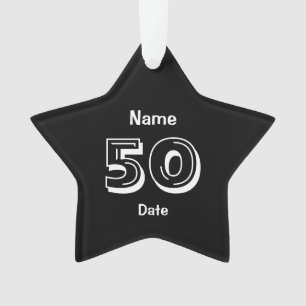 Personalisiertes 50. Geburtstagsgeschenk Schwarz-w Ornament