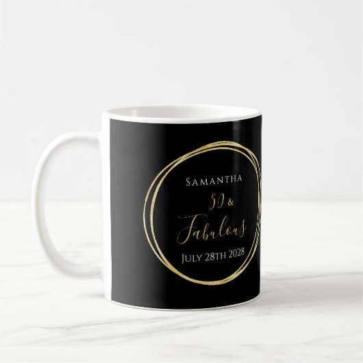 Personalisiertes 50. Geburtstagsschwarz Kaffeetasse (Links)