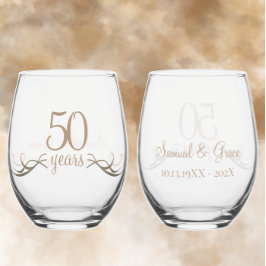 Personalisiertes 50-jähriges Jubiläum Benutzerdefi Weinglas Ohne Stiel