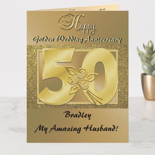 Personalisiertes 50. Wedding Anniversary Card Ehem Karte (Kleine Pflanze)