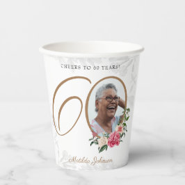 Personalisiertes 60. Geburtstag Weißes Gold Foto Pappbecher