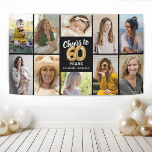 Personalisiertes 60. Geburtstags-Foto-Collage-Bann Banner