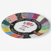 Personalisiertes 60-jähriges Jubiläum, Patchwork Q Pappteller (Schrägansicht)