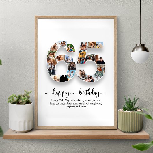 Personalisiertes 65. Geburtstagsfoto Collage Poste Poster