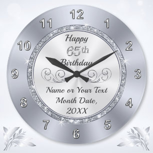 Personalisiertes, 65. Geburtstagsgeschenk für Sie Große Wanduhr