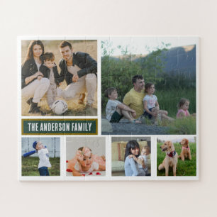 Personalisiertes 6‑Foto-Familienname-Geschenk Puzzle