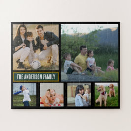 Personalisiertes 6‑Foto-Familienname-Geschenk Puzzle