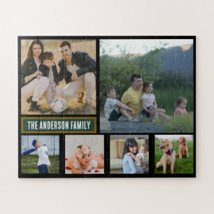 Personalisiertes 6‑Foto-Familienname-Geschenk Puzzle