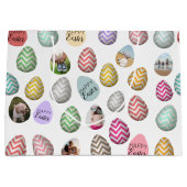 Personalisiertes 6 Foto Pastelleier Ostermuster Große Geschenktüte (Vorderseite)