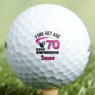 Personalisiertes 70. Freund Geschenk Rosa FOREget Golfball