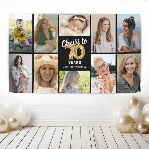 Personalisiertes 70. Geburtstags-Foto-Collage-Bann Banner