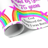 PERSONALISIERTES 75. GEBURTSTAGES RAINBOW-DESIGN GESCHENKPAPIER (Rolleneckpunkt)