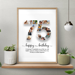 Personalisiertes 75. Geburtstagsfoto Collage Poste Poster