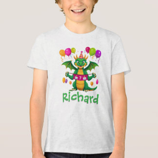 Personalisiertes 7. Geburtstags-Drache mit Namen Tri-Blend Shirt