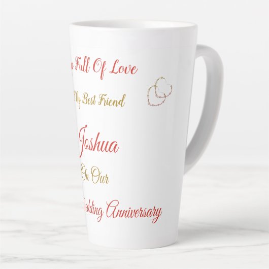 Personalisiertes 7. Jubiläumsdesign Latte Tasse (Rechte Ecke)