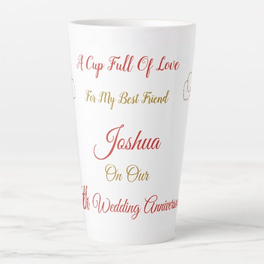 Personalisiertes 7. Jubiläumsdesign Latte Tasse (Vorderseite)