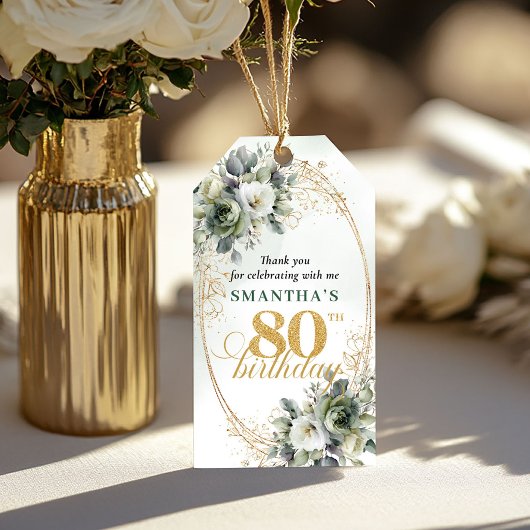 Personalisiertes 80. Geburtstags-Botanik-Geschenk- Geschenkanhänger
