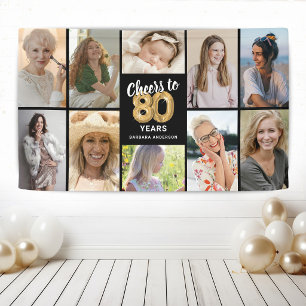 Personalisiertes 80. Geburtstags-Foto-Collage-Bann Banner