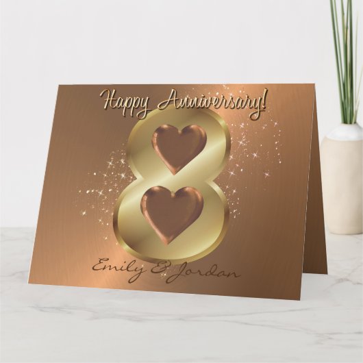 Personalisiertes 8-jähriges Bronzejubiläum Karte (Vorderseite)