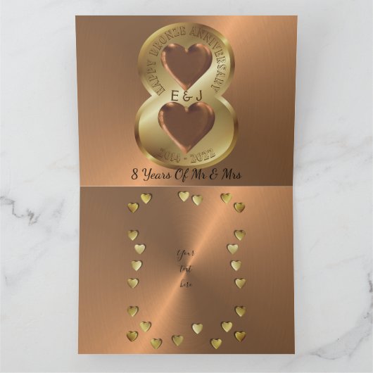 Personalisiertes 8-jähriges Bronzejubiläum Karte (Innenseite)