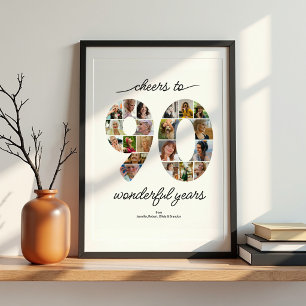Personalisiertes 90-Foto-Collage-Jubiläumsplakat Poster