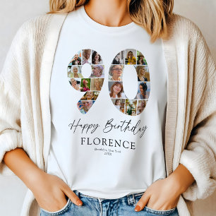Personalisiertes 90. Geburtstags-Foto-Collage-T-Sh T-Shirt