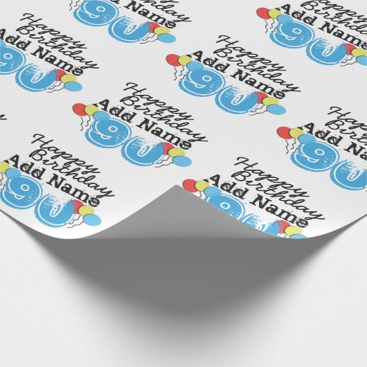 Personalisiertes 90. Geburtstagspapier Geschenkpapier (Ecke)