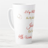 Personalisiertes 9. Jubiläumsdesign Latte Tasse (Linke Ecke)