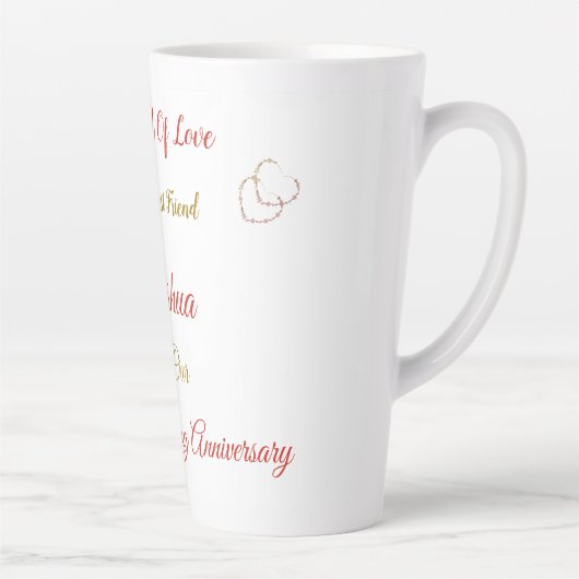 Personalisiertes 9. Jubiläumsdesign Latte Tasse (Rechts)