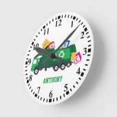 Personalisiertes ABC Recycelnd Müllfahrzeug Runde Wanduhr (Winkel)
