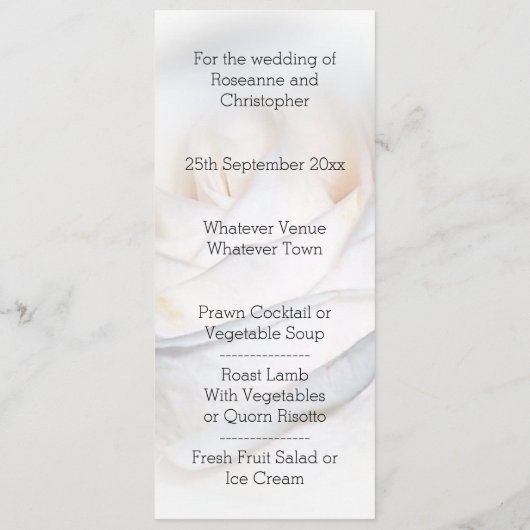 Personalisiertes Abendmenü mit der Rose Menükarte (Rückseite)