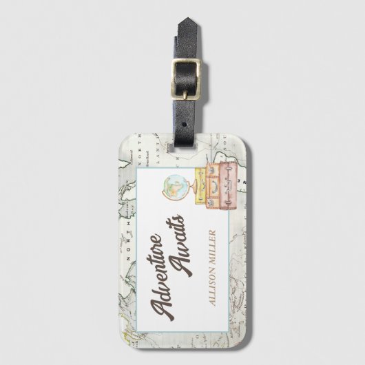 Personalisiertes Abenteuer erwartet Gepäcktag Gepäckanhänger (Vorderseite Vertikal)